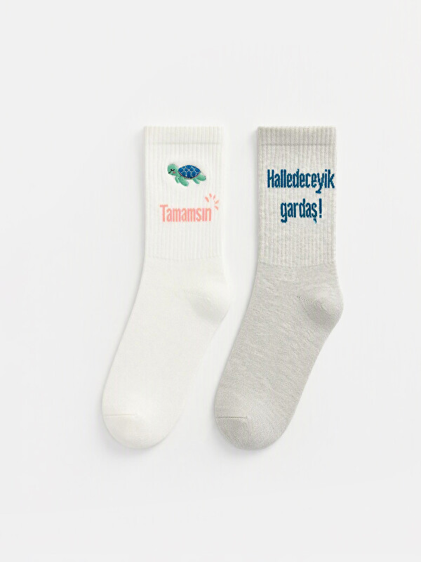 LCW DREAM Baskılı Kadın Soket Çorap 2'li