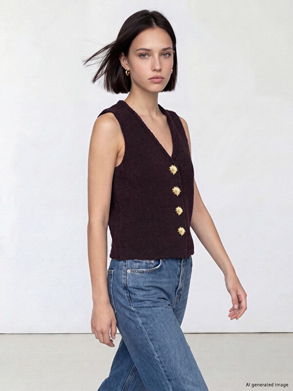 LCW Comfort V Yaka Kadın Triko Süveter