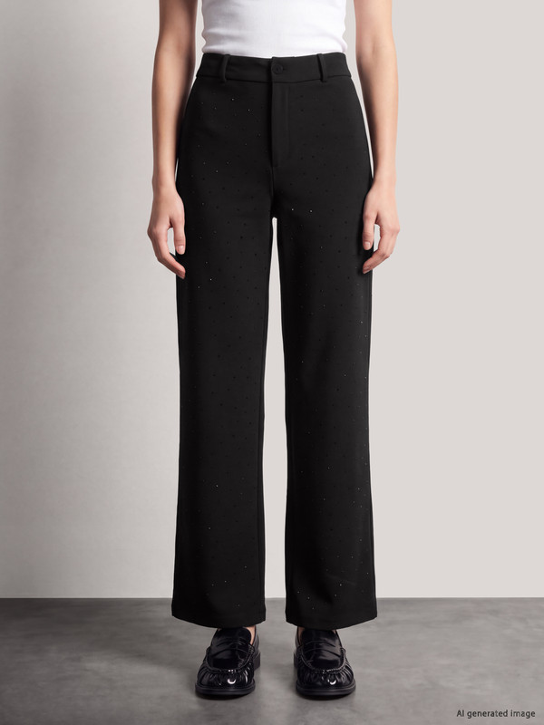 LCW Comfort Elastic Waist Rhinestone Embellished Women's Trousers