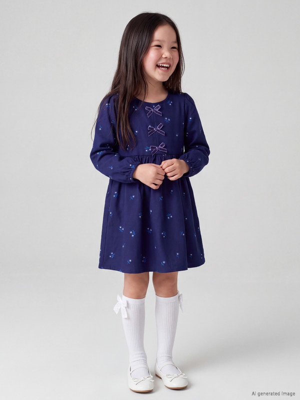 LCW Kids Bowed Printed Girls' Dress
