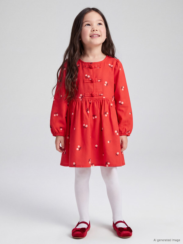 LCW Kids Floral Girls' Gabardine Dress