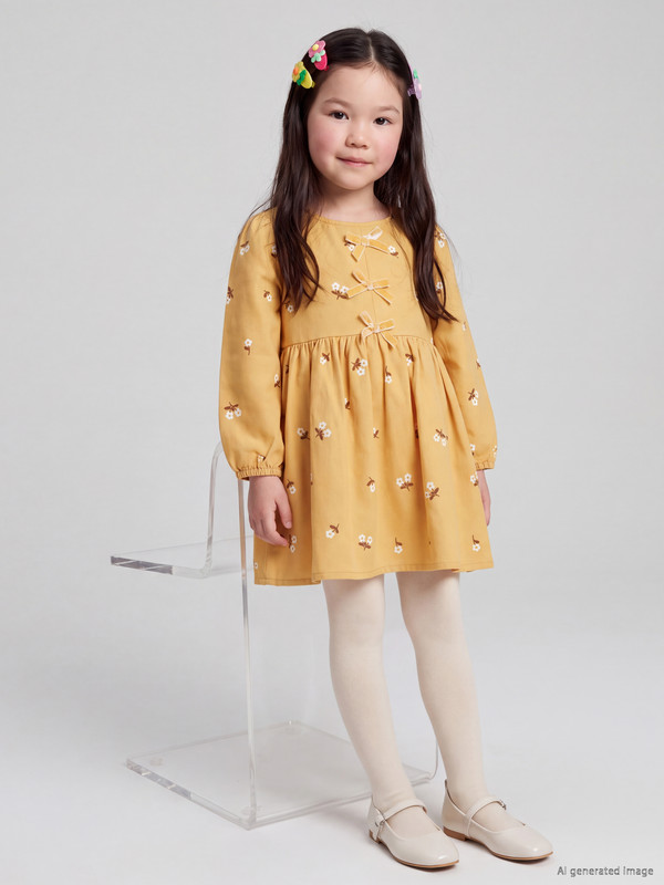 LCW Kids Bowed Printed Girls' Dress