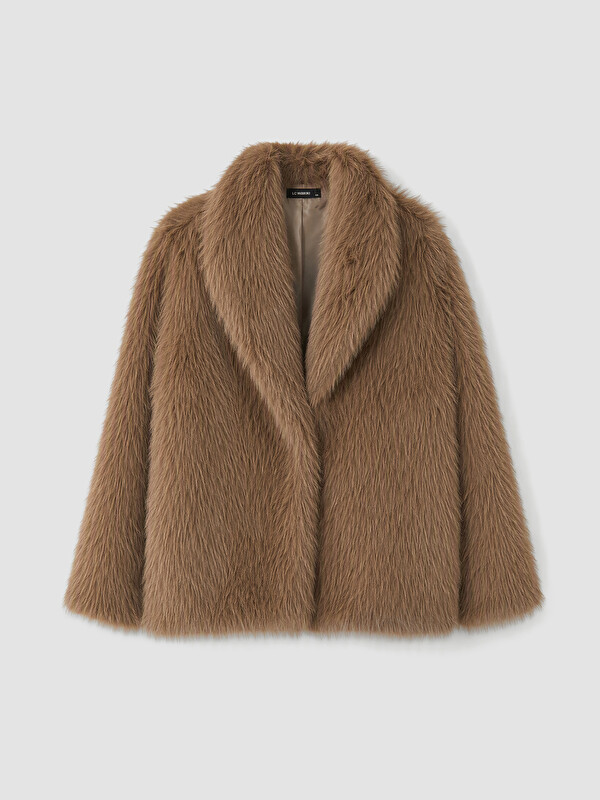 LCW Curve Plus Size Women's Fur Coat
