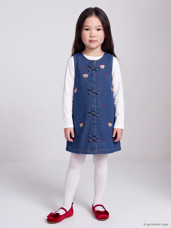 LCW Kids Bowed Embroidered Girls' Dress