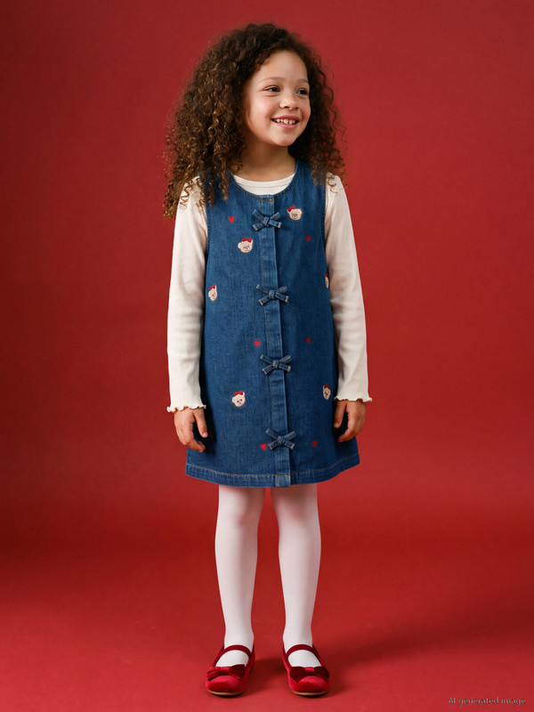 LCW Kids Bowed Embroidered Girls' Dress