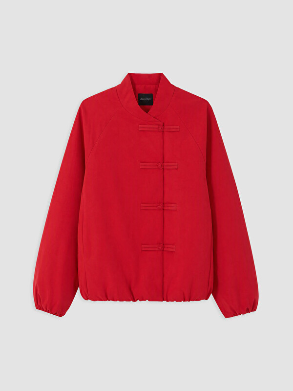 LCW Modest Grandad Collar China Buttoned Women's Trench Coat