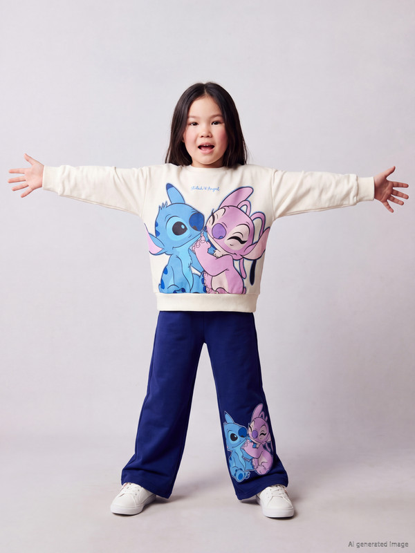 LCW Kids Stitch Printed Girls' Thick Set