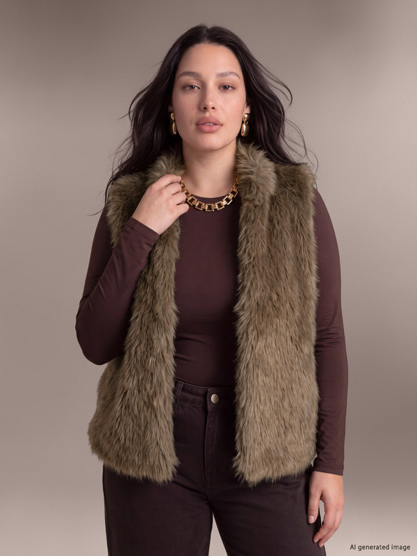 LCW Curve Woman Brown Knit Gilet