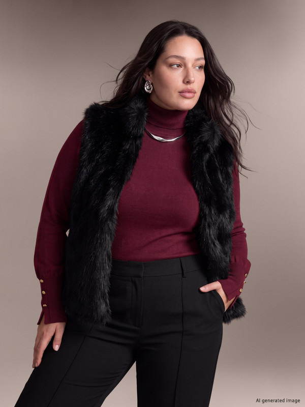 LCW Curve Plus Size Fur Vest