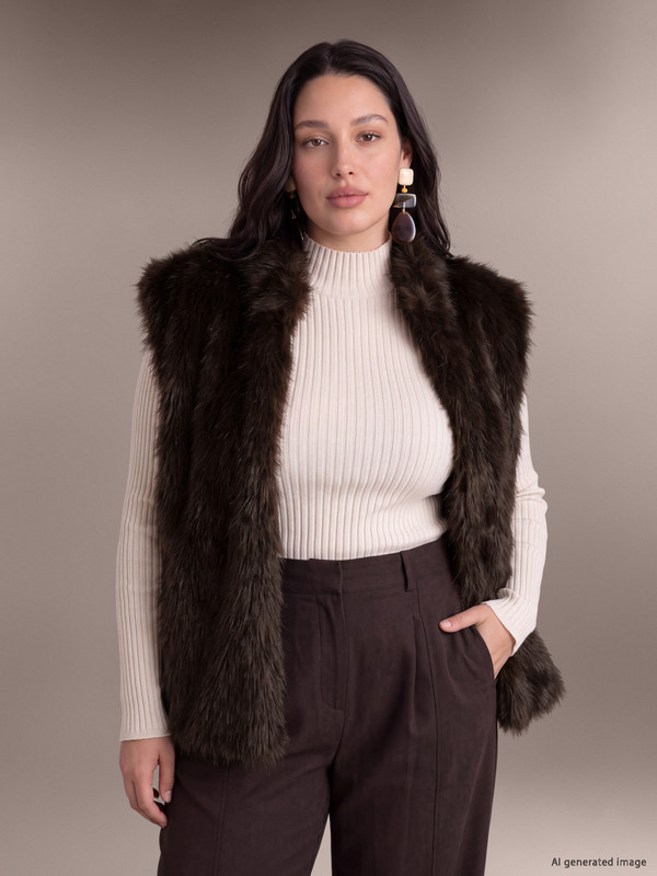 LCW Curve Woman Brown Knit Gilet