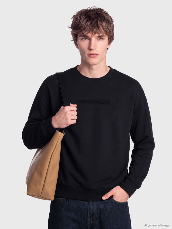 XSIDE Bisiklet Yaka Baskılı Erkek Sweatshirt
