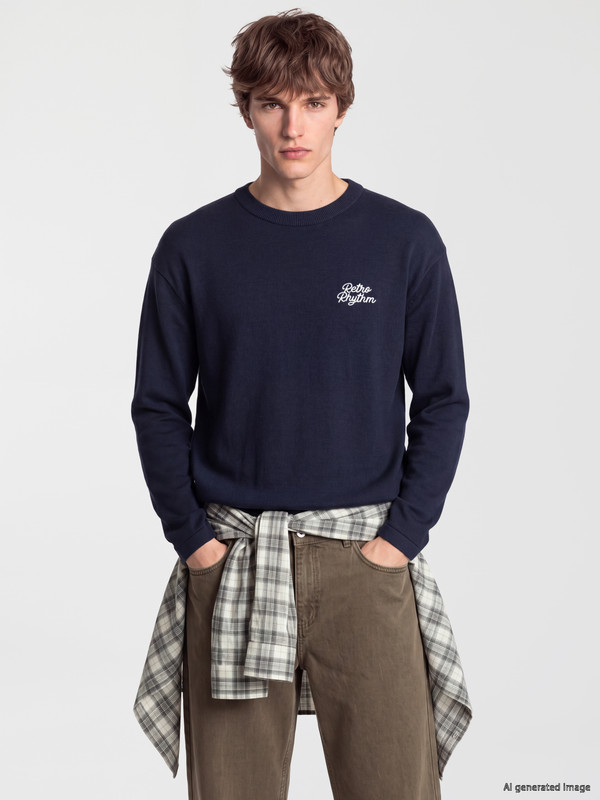XSIDE Crew Neck Embroidered Men's Knitwear Sweater