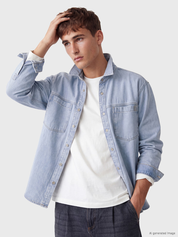 LCW Jeans قميص جينز للرجال بقصة مريحة
