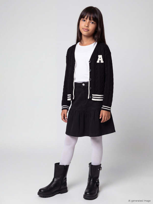 LCW Kids Kız Çocuk Volanlı Jean Etek