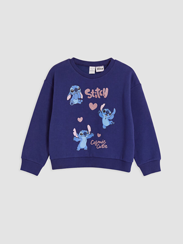 LCW Kids Stitch Baskılı Kız Çocuk Kalın Sweatshirt