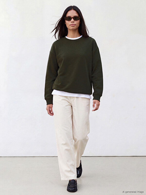 LCW Modest Bisiklet Yaka Kadın Sweatshirt Tunik