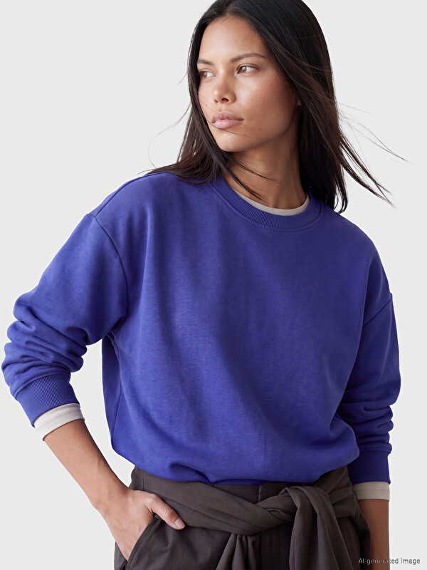 LCW Modest Bisiklet Yaka Kadın Sweatshirt Tunik