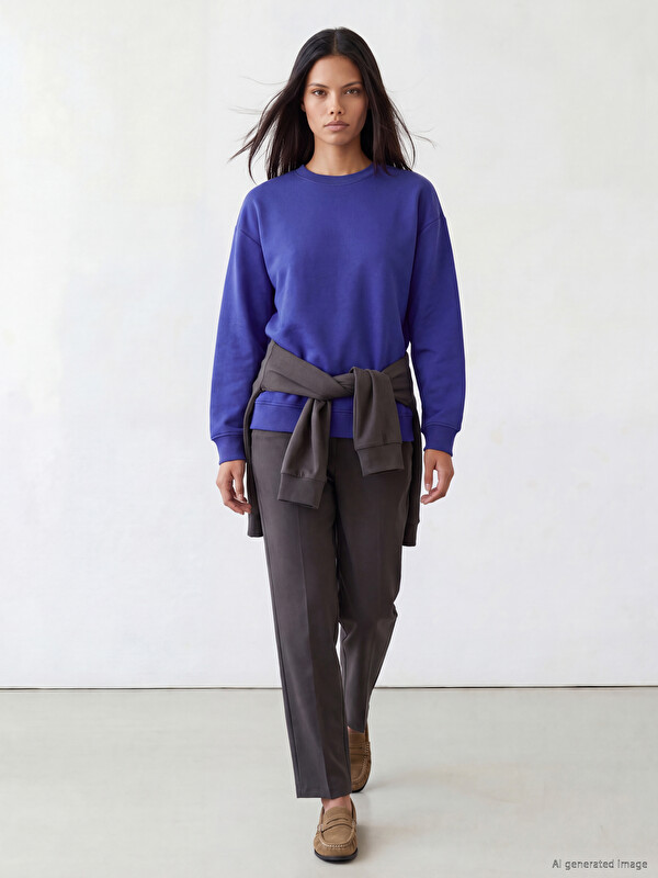 LCW Modest Bisiklet Yaka Kadın Sweatshirt Tunik