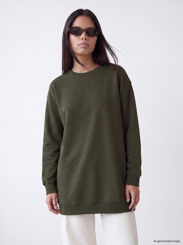 LCW Modest Bisiklet Yaka Kadın Sweatshirt Tunik