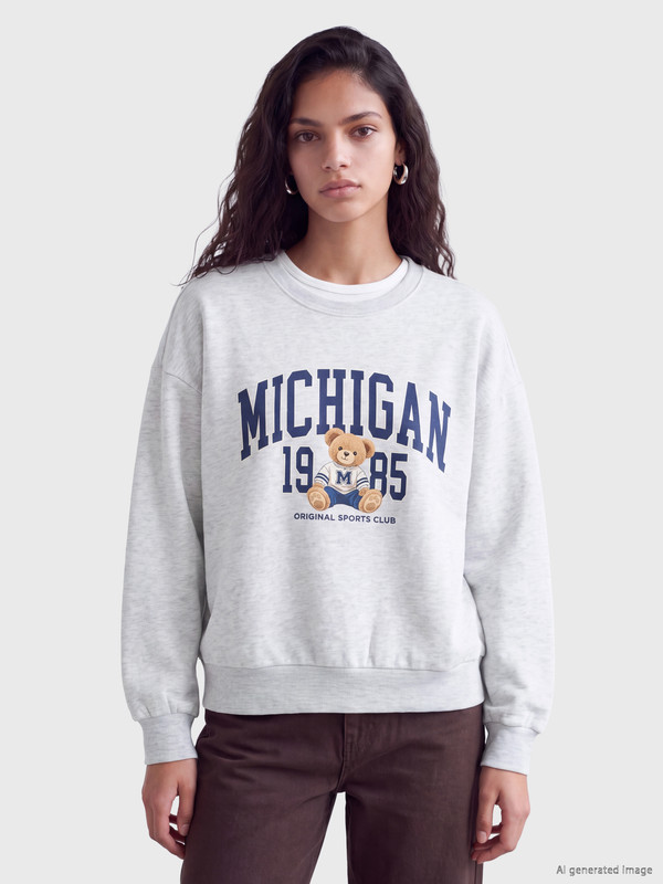 XSIDE Baskılı Oversize Kadın Kalın Sweatshirt