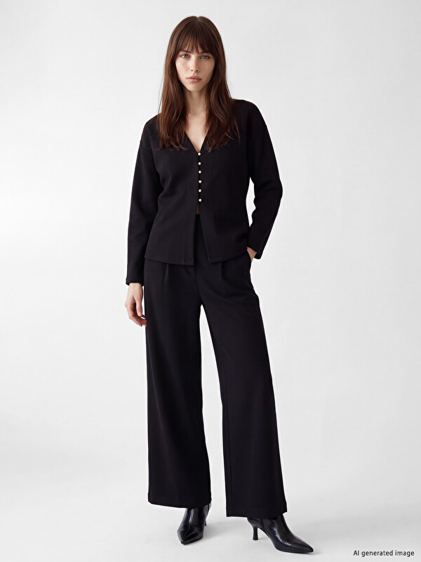LCW Vision Loose Fit Women's Pleated Fabric Trousers