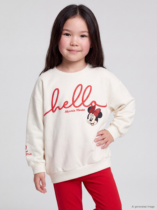 LCW Kids Minnie Mouse Girls' Thick Sweatshirt