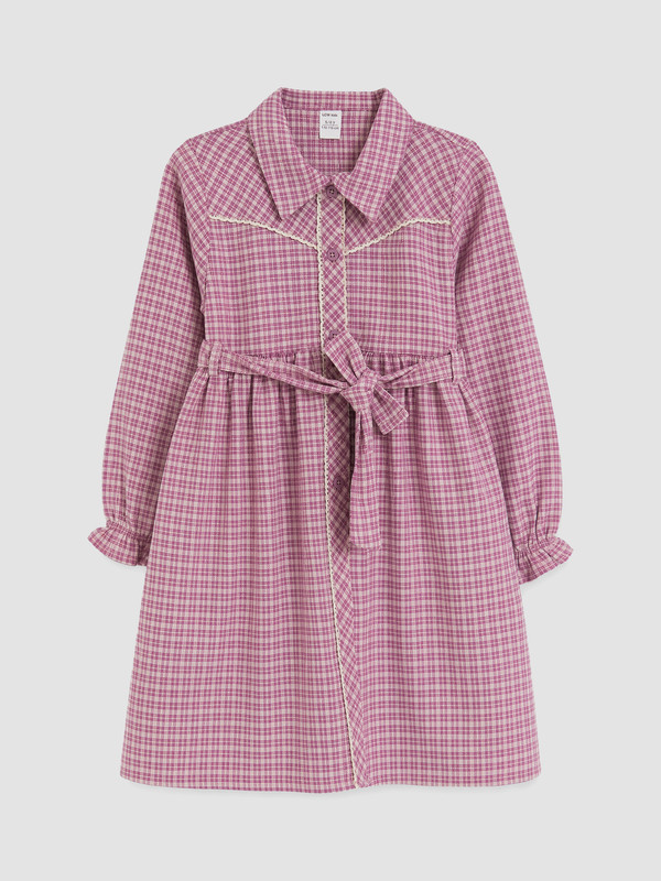 LCW Kids Polo Collar Plaid Girls' Dress