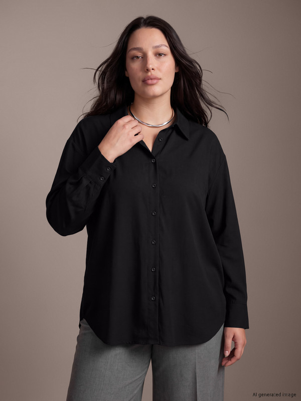 LCW Curve Woman Black Shirt