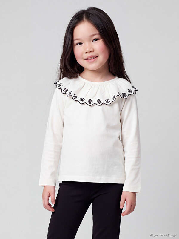 LCW Kids Embroidered Girls' T-shirt and Leggings