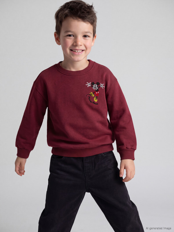 LCW Kids Mickey Mouse Embroidered Boys' Sweatshirt