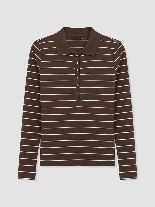 LCW EVERYDAY Polo Collar Striped Women's Body