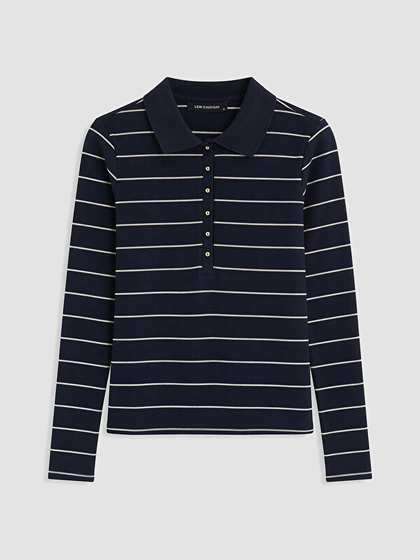 LCW EVERYDAY Polo Yaka Çizgili Kadın Body
