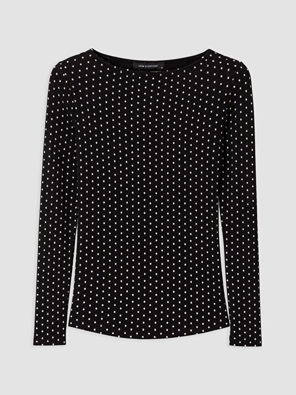 LCW EVERYDAY Crew Neck Polka Dot Blouse
