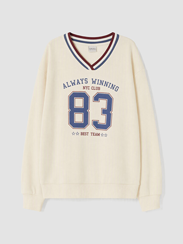 LCW Kids V Neck Girls' Sweatshirt