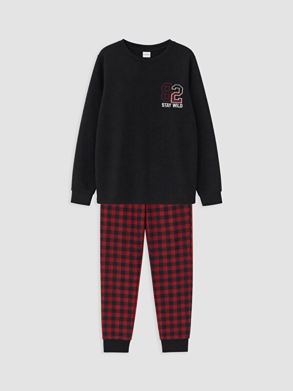 LCW Kids Crew Neck Boys' Polar Pyjamas Set