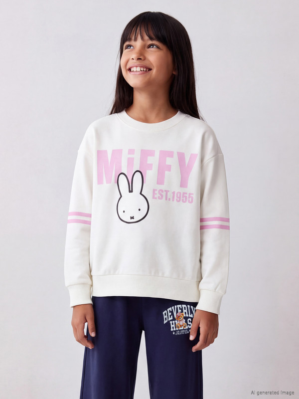 LCW Kids Miffy Printed Girls' Sweatshirt