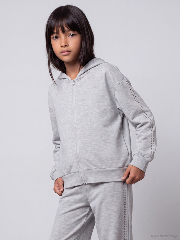 LCW Kids Girls' Soft Touch Zip-Up Sweatshirt
