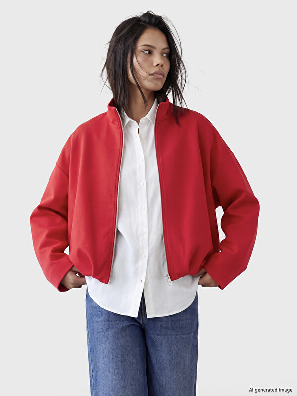 LCW Modest Dik Yaka Oversize Kadın Ceket