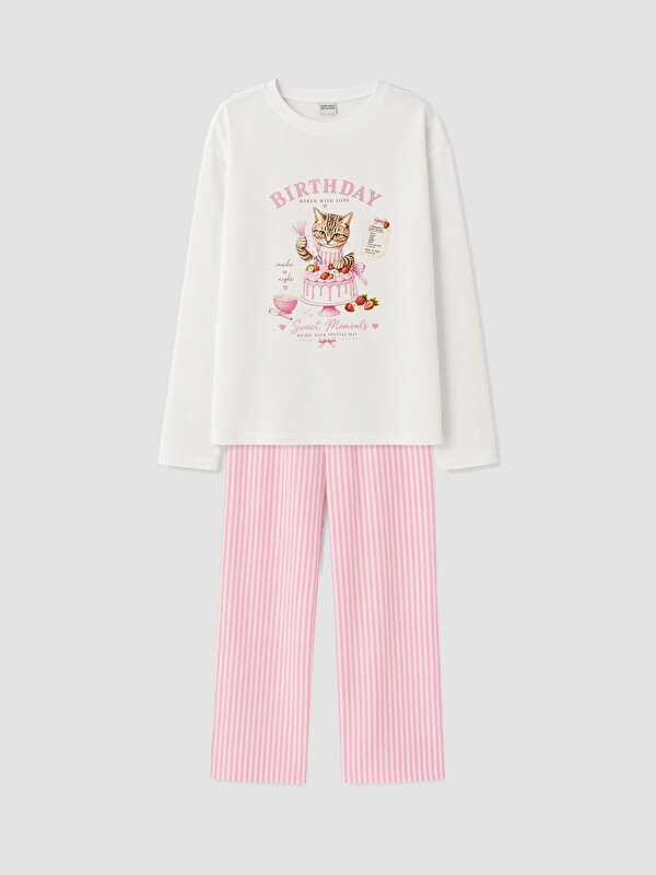 LCW Kids Printed Girls' Pyjamas Set