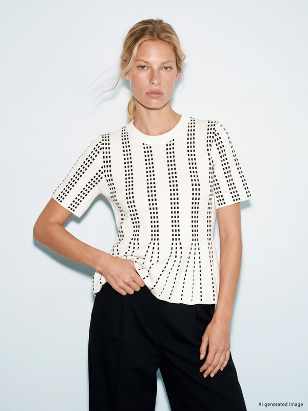LCW Vision Desenli Triko Peplum Bluz