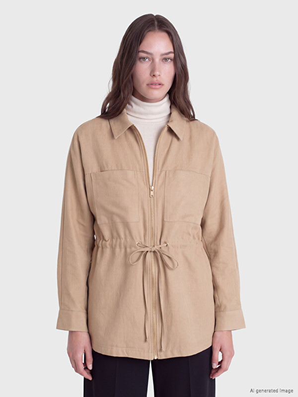 LCW Modest Shirt Collar Women's Jacket