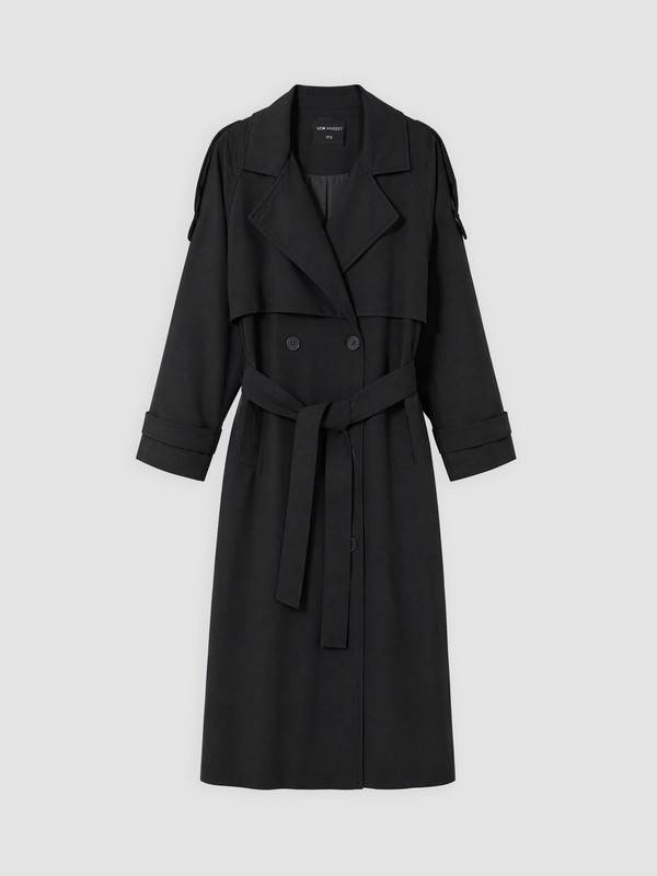 LCW Modest Kruvaze Yaka Oversize Kadın Trençkot