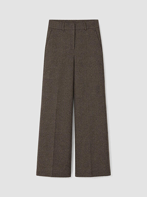 LCW EVERYDAY Wide Leg Plaid Women's Fabric Trousers