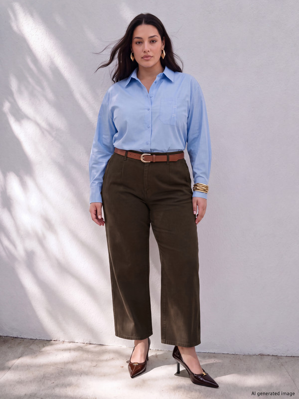 LCW Curve Plus Size Belted Culotte Jean