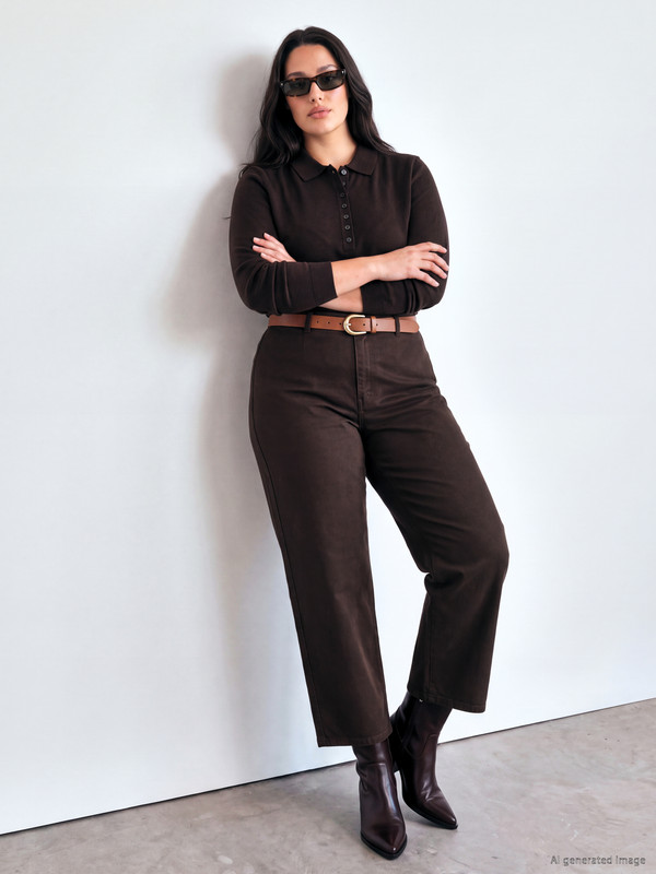 LCW Curve Plus Size Belted Culotte Jean
