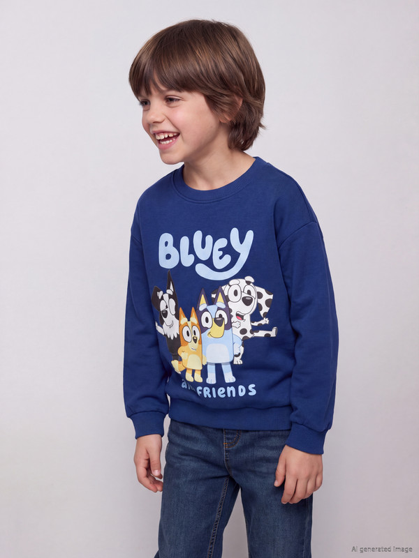 LCW baby Bluey Printed Boys' Thick Sweatshirt