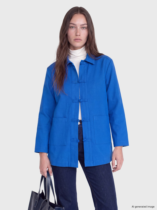 LCW Modest چاکەتی گاباردینی ژنانه‌ی دوگمەدار چین