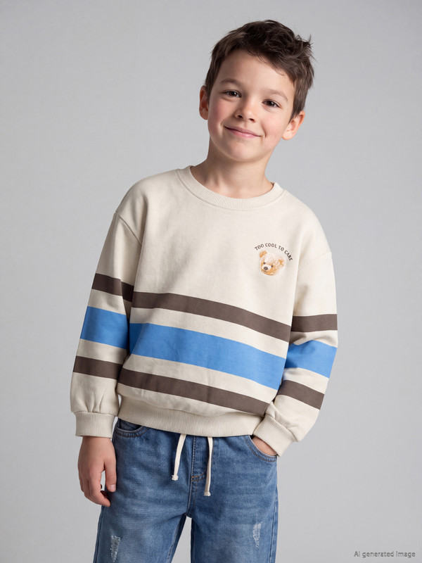 LCW Kids Striped Boys' Thick Sweatshirt