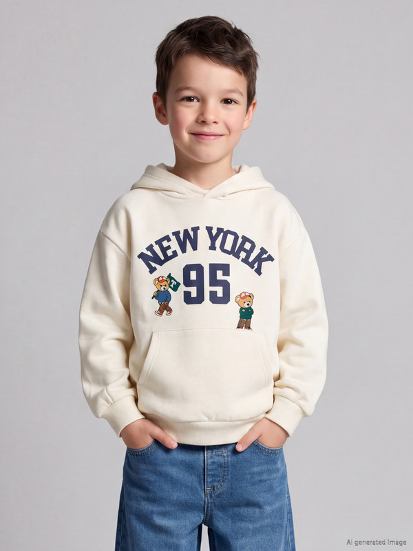 LCW baby Hooded Embroidered Men's Sweatshirt