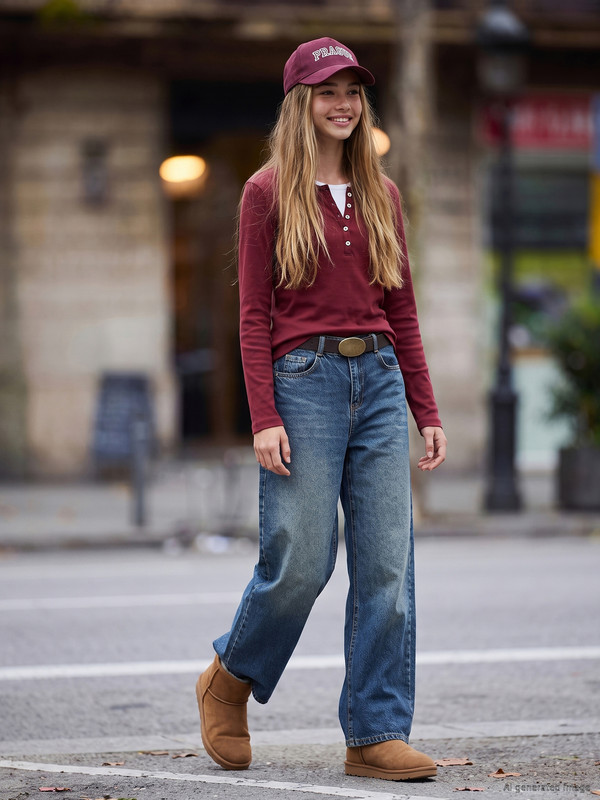 LCW Kids Wideleg Girls' Belted Jeans